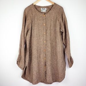 FLAX Jeanne Engelhart Linen Knit Long Tunic Shirt